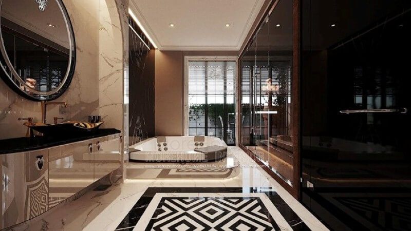 Thiết kế nội thất phòng tắm đẹp, sang trọng tại biệt thự Vinhomes Imperia Hải Phòng.