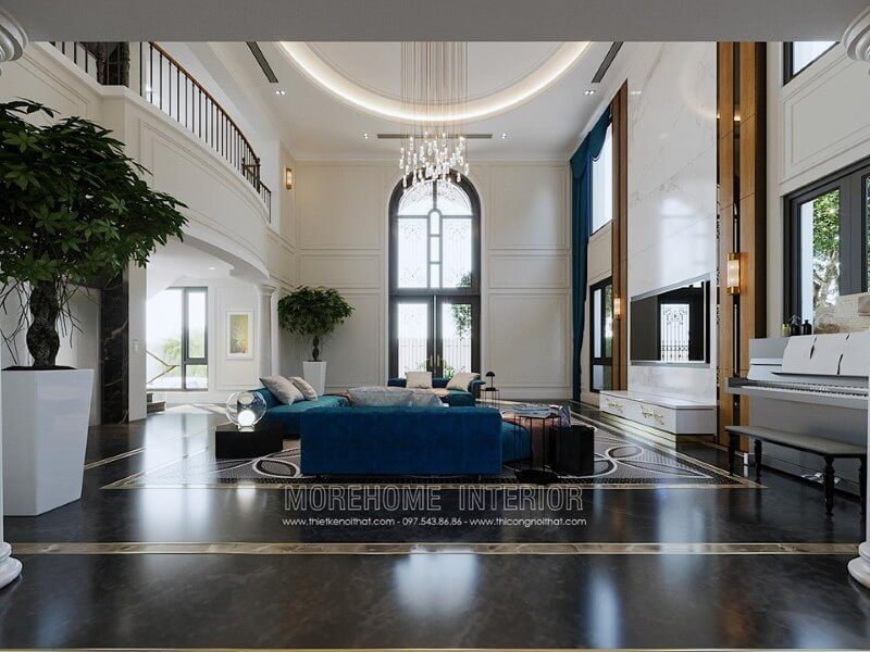 Biệt thự Hải phòng được trang trí nội thất phòng khách đẹp.